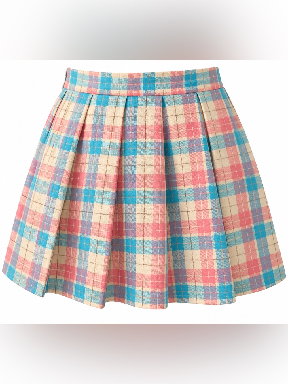Beautées Pastel Plaid Pleated Mini Skirt 28” at the waist M/L